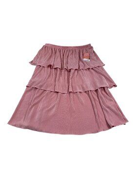 NWT Arula Womens Tiered Pleated Pink Midi Skirt XL Shimmering Texture (PP586)